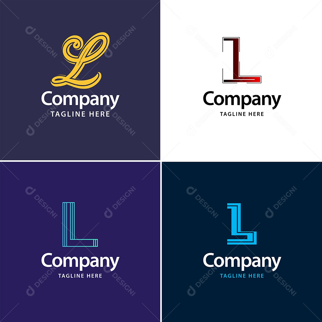 Logo L Personalizada Logotipos Modernos AI Editável