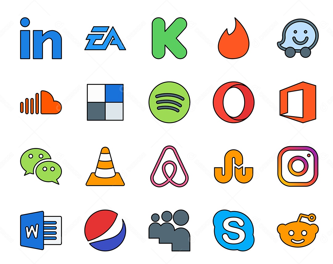 Pacote de Ícones Mídia Social Vetor EPS