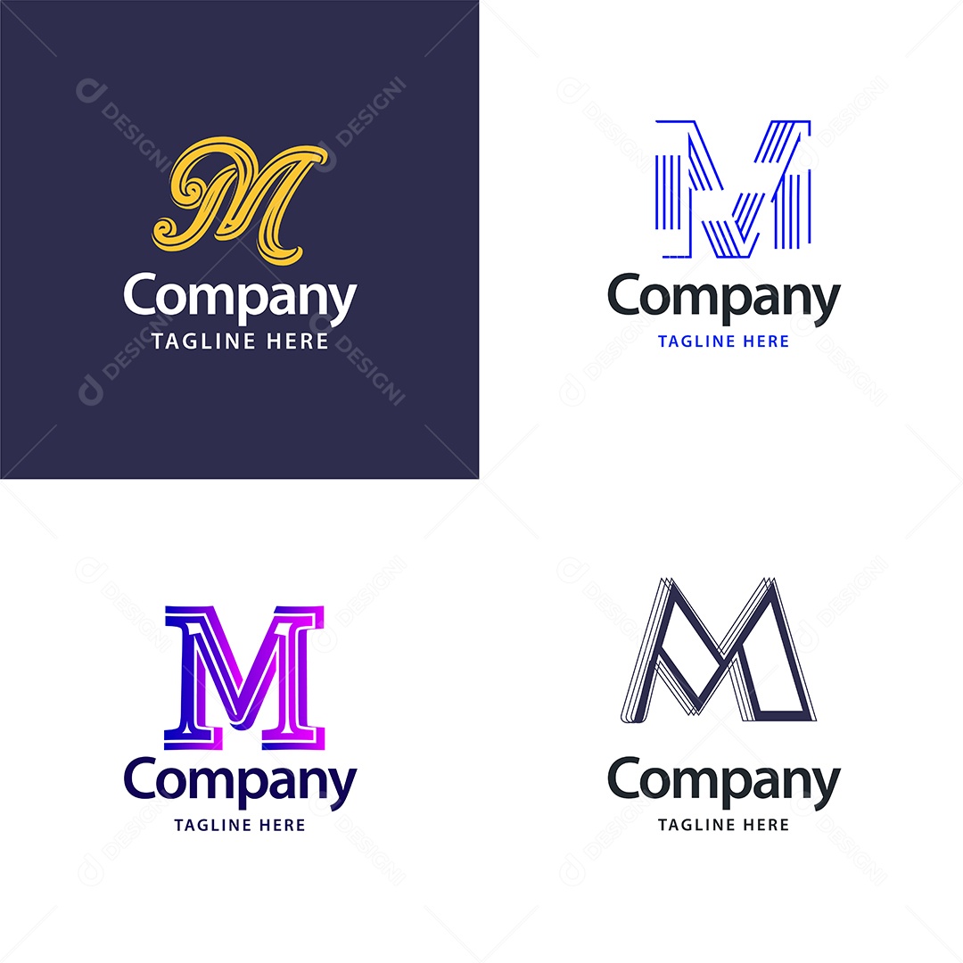 Logo M Personalizada Logotipos Modernos AI Editável