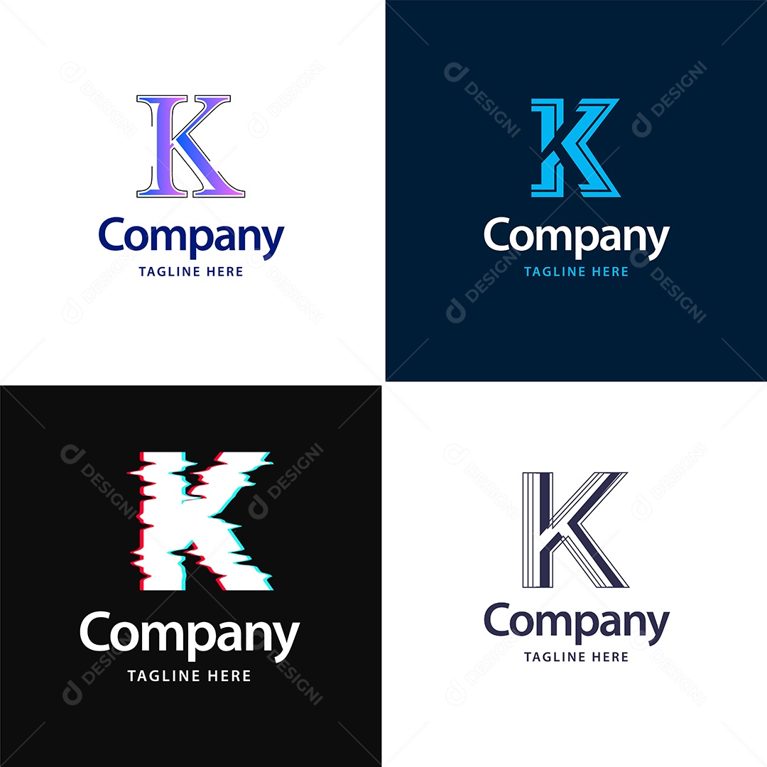 Logo K Personalizada Logotipos Modernos AI Editável