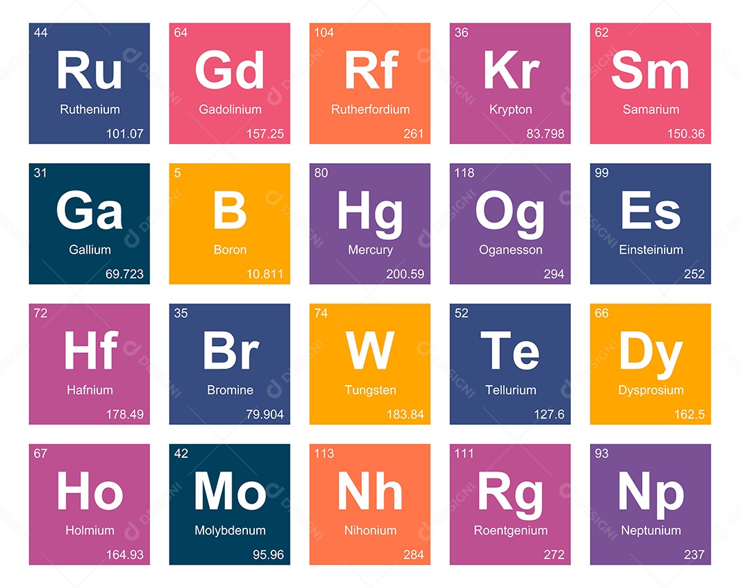 Tabela Periódica Colorida Ícones Vetor EPS