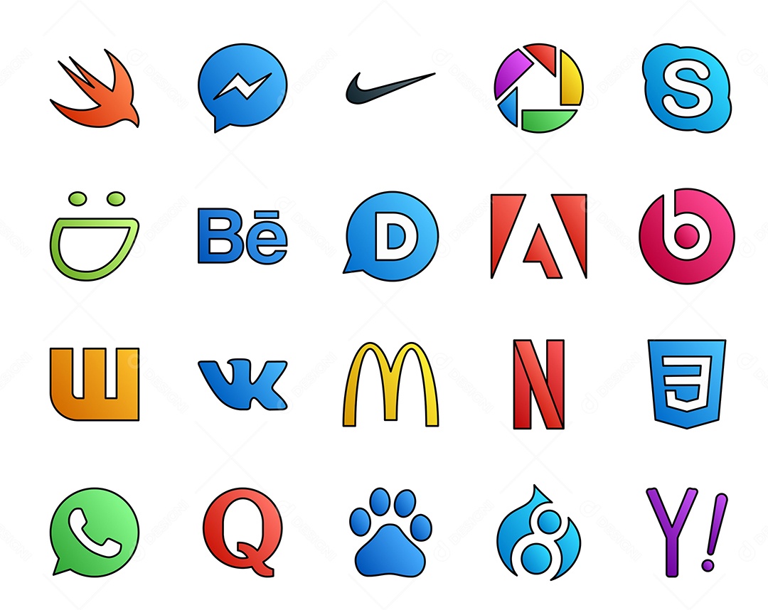 Pacote de Ícones Mídia Social Vetor EPS