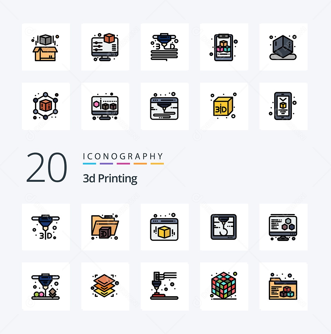 Pacote de Ícones e Elementos de Impressão Vetores EPS