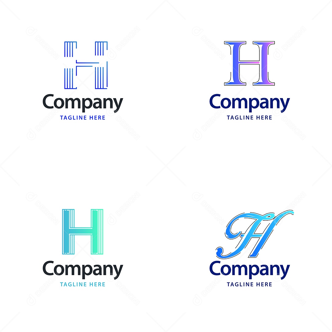 Logo H Personalizada Logotipos Modernos AI Editável