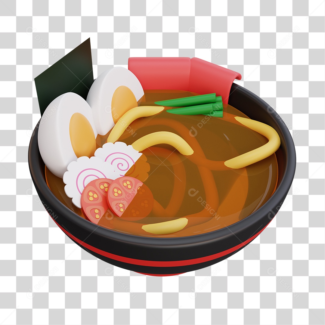 Ramen Comida Japonesa Elemento 3D PNG Transparente