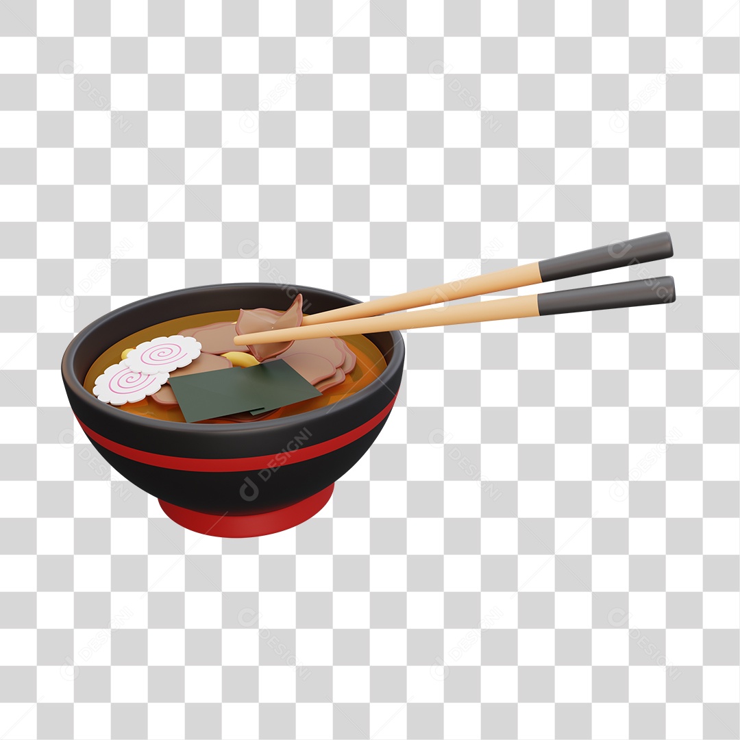 Ramen Comida Japonesa Elemento 3D PNG Transparente