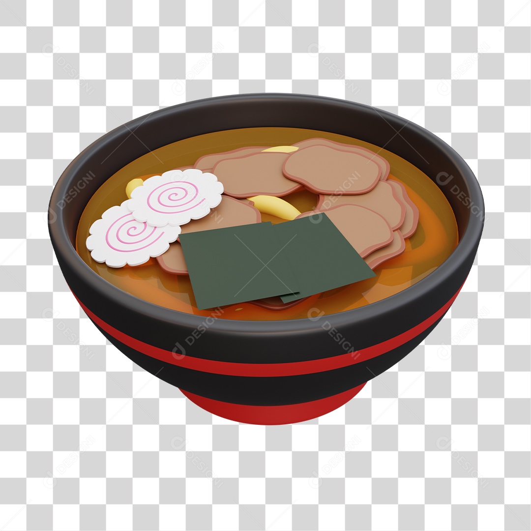 Ramen Comida Japonesa Elemento 3D PNG Transparente