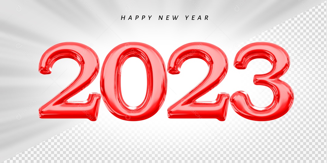 Número 2023 Vermelho de Ano Novo Elemento 3D para Composição PSD