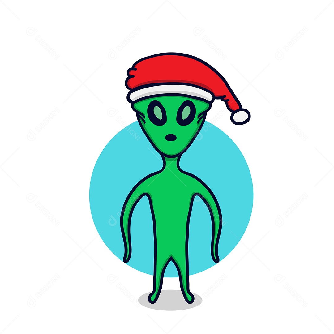 Ilustração de Alienígena Com Gorro do Papai Noel Vetor EPS Editável