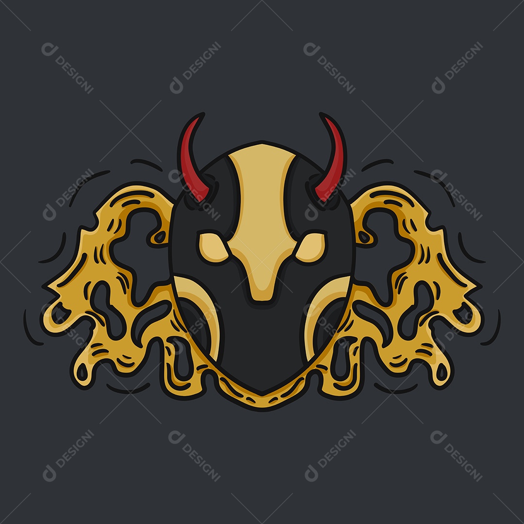 Máscara de Demônio Japonesa Vetor EPS Editável