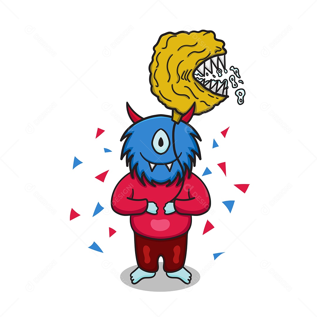 Ilustração de Monstro Feliz Vetor EPS Editável