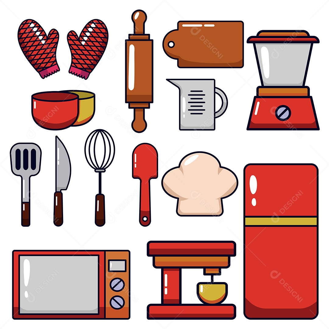 Conjunto de Itens de Cozinha Vetor EPS Editável