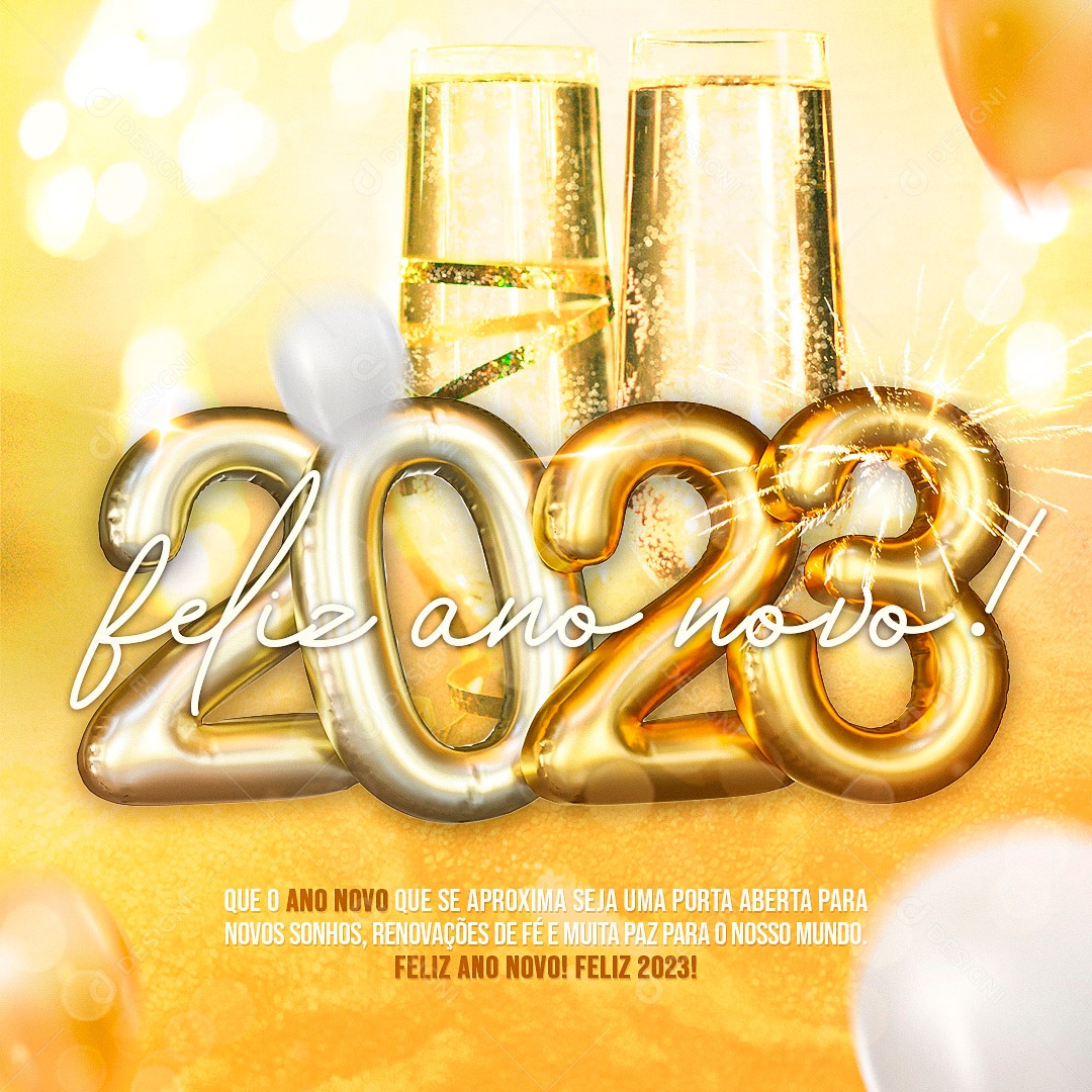 Post Feliz Ano Novo 2023 Social Media PSD Editável