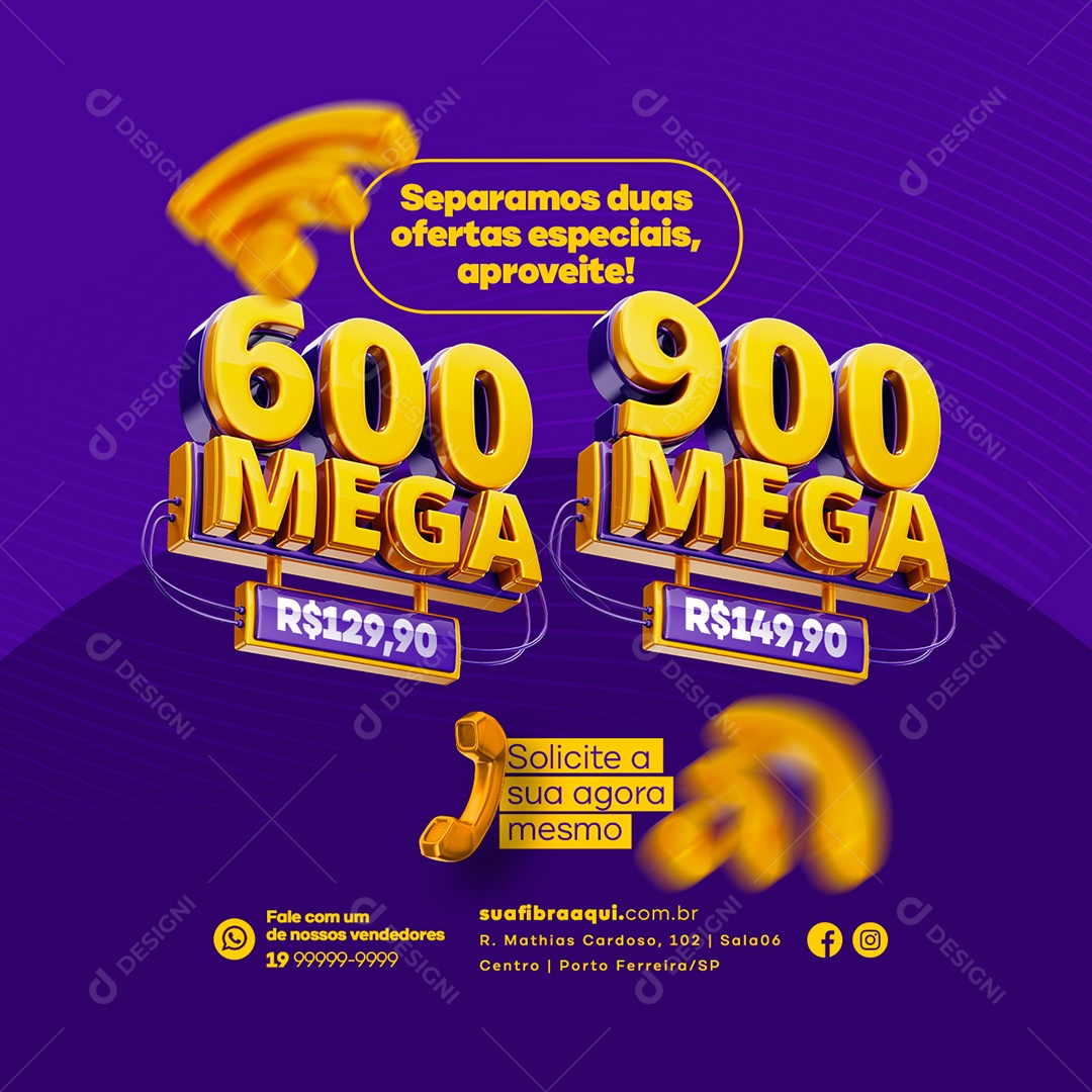 Separamos duas Ofertas Especiais Provedor de Internet Social Media PSD Editável