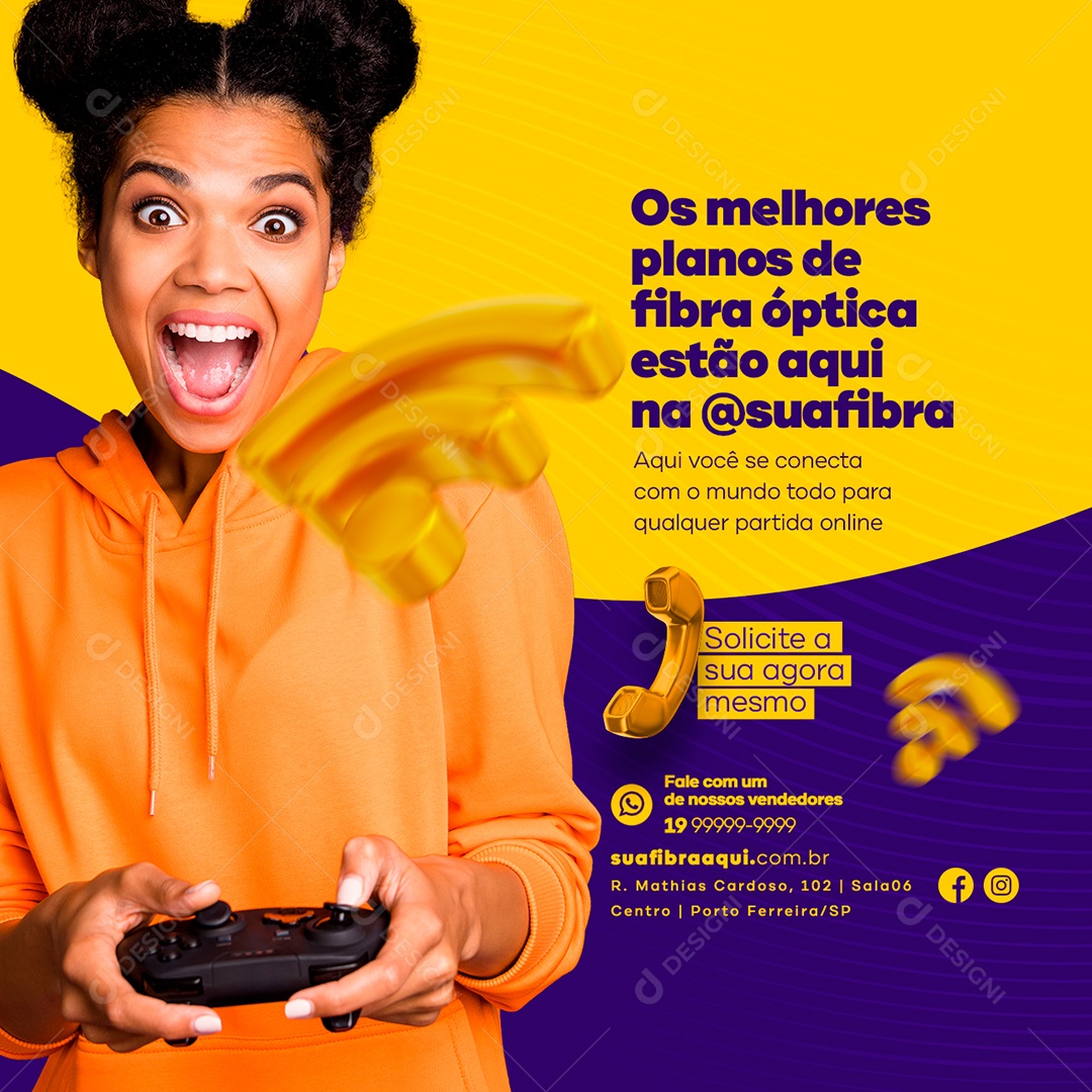 Os Melhores Planos de Fibra Óptica Provedor de Internet Social Media PSD Editável