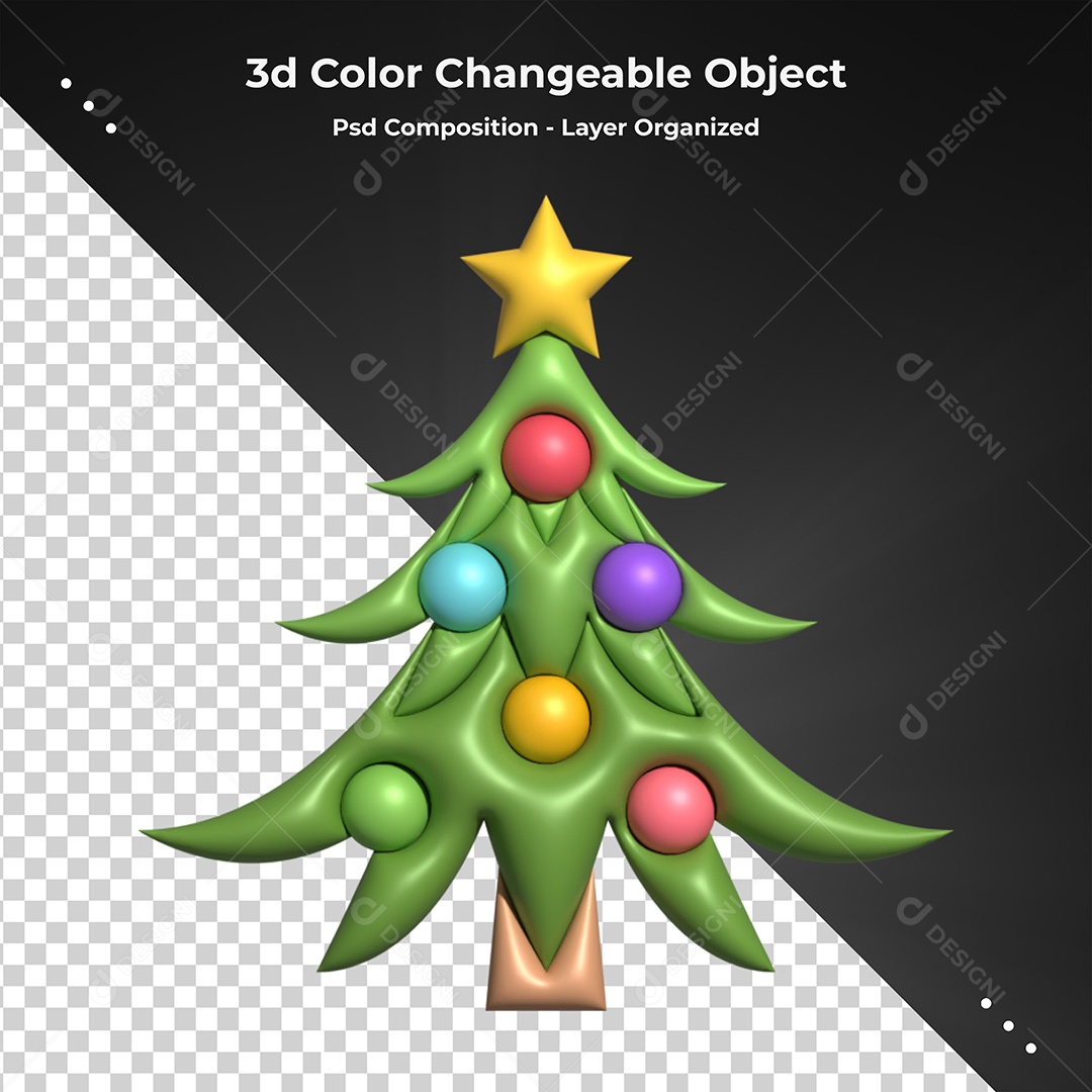 Elemento de Natal Árvore de Natal 3D PSD Para Composição