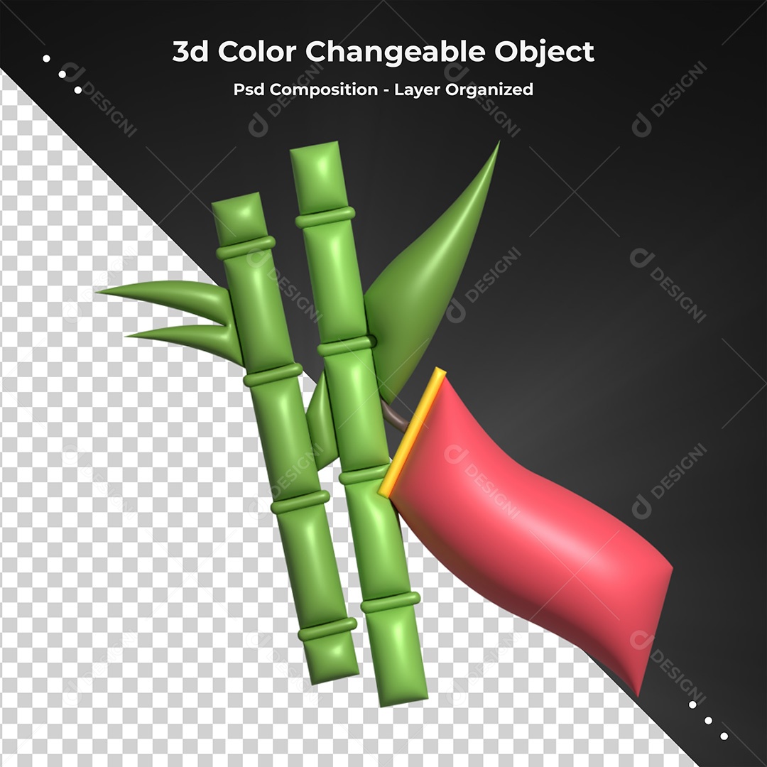 Elemento de Natal Bambu 3D PSD Para Composição
