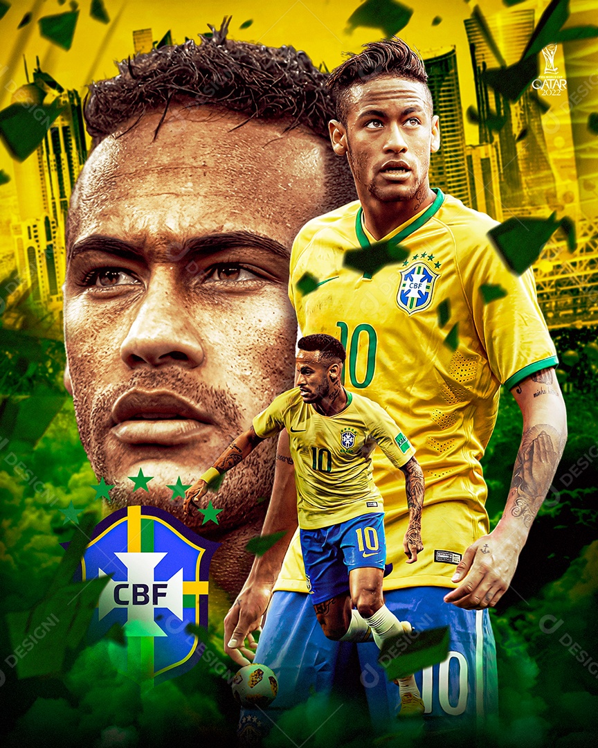 Flyer Jogador de Futebol Neymar Social Media PSD Editável