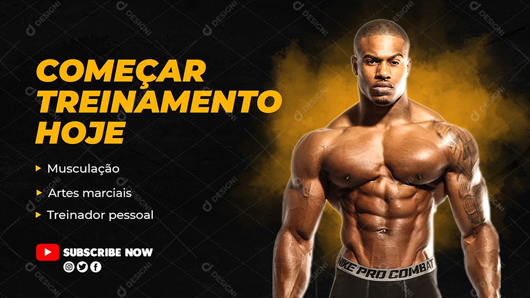 Banner Começar Treinamento Hoje Social Media PSD Editável