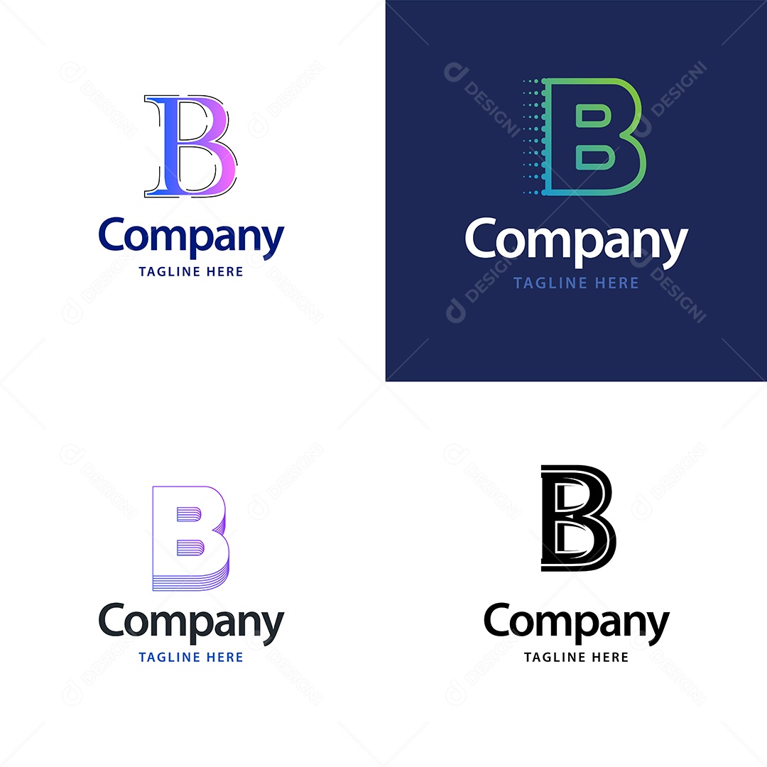 Logo B Personalizada Logotipos Modernos Vetor EPS