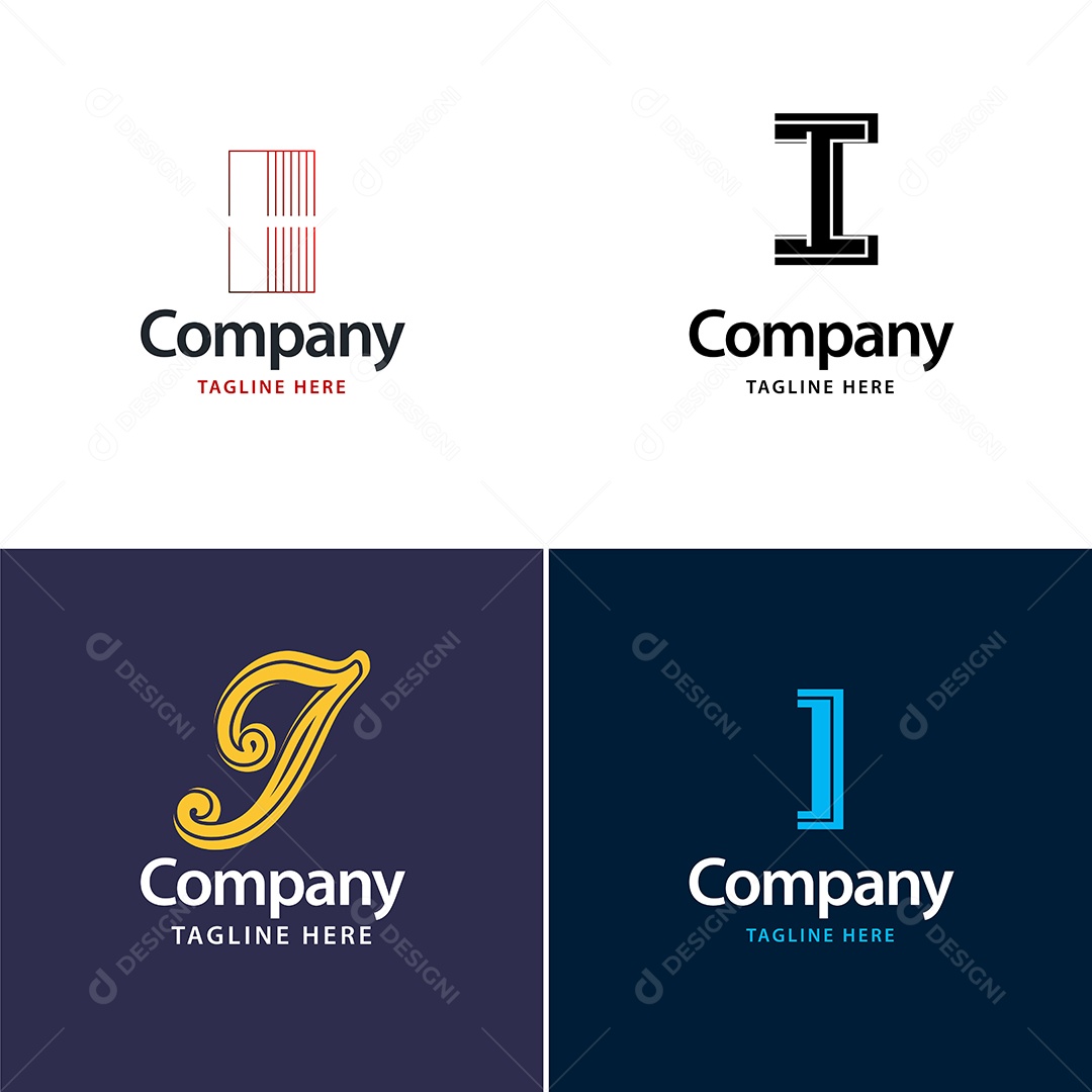 Logo I Personalizada Logotipos Modernos Vetor EPS