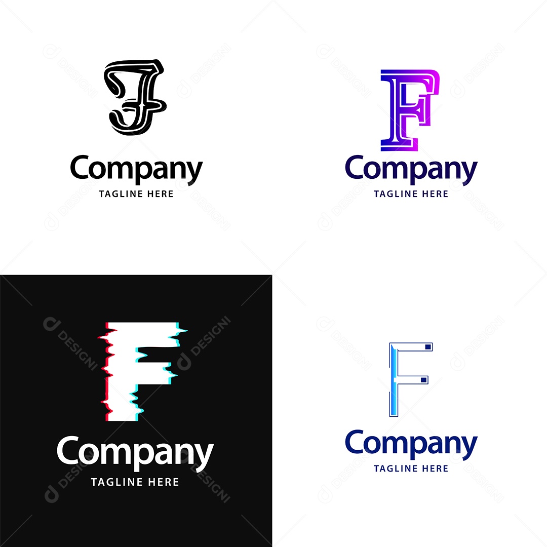 Logo F Personalizada Logotipos Modernos Vetor EPS