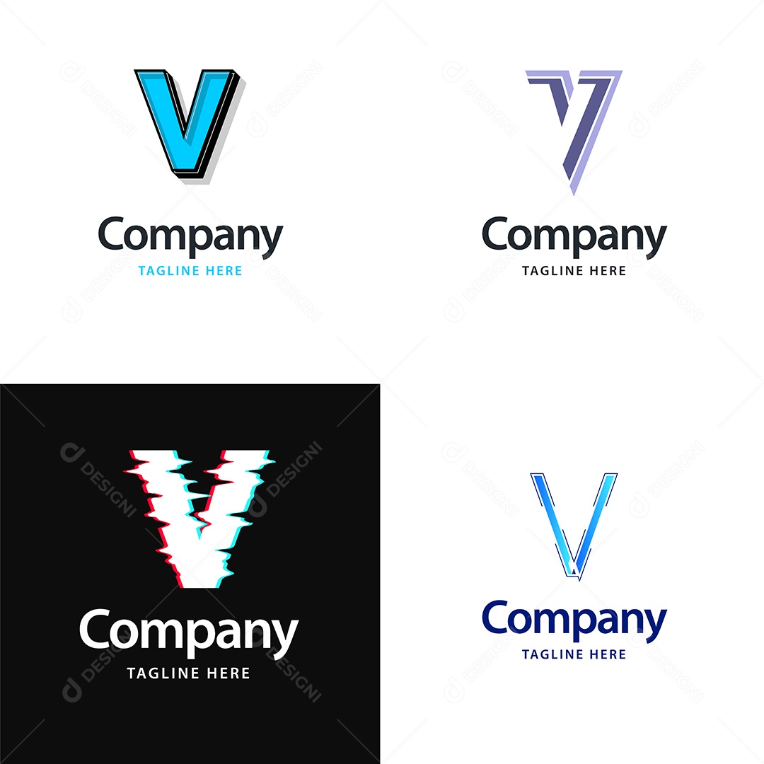 Logo V Logotipos Modernos Vetor EPS