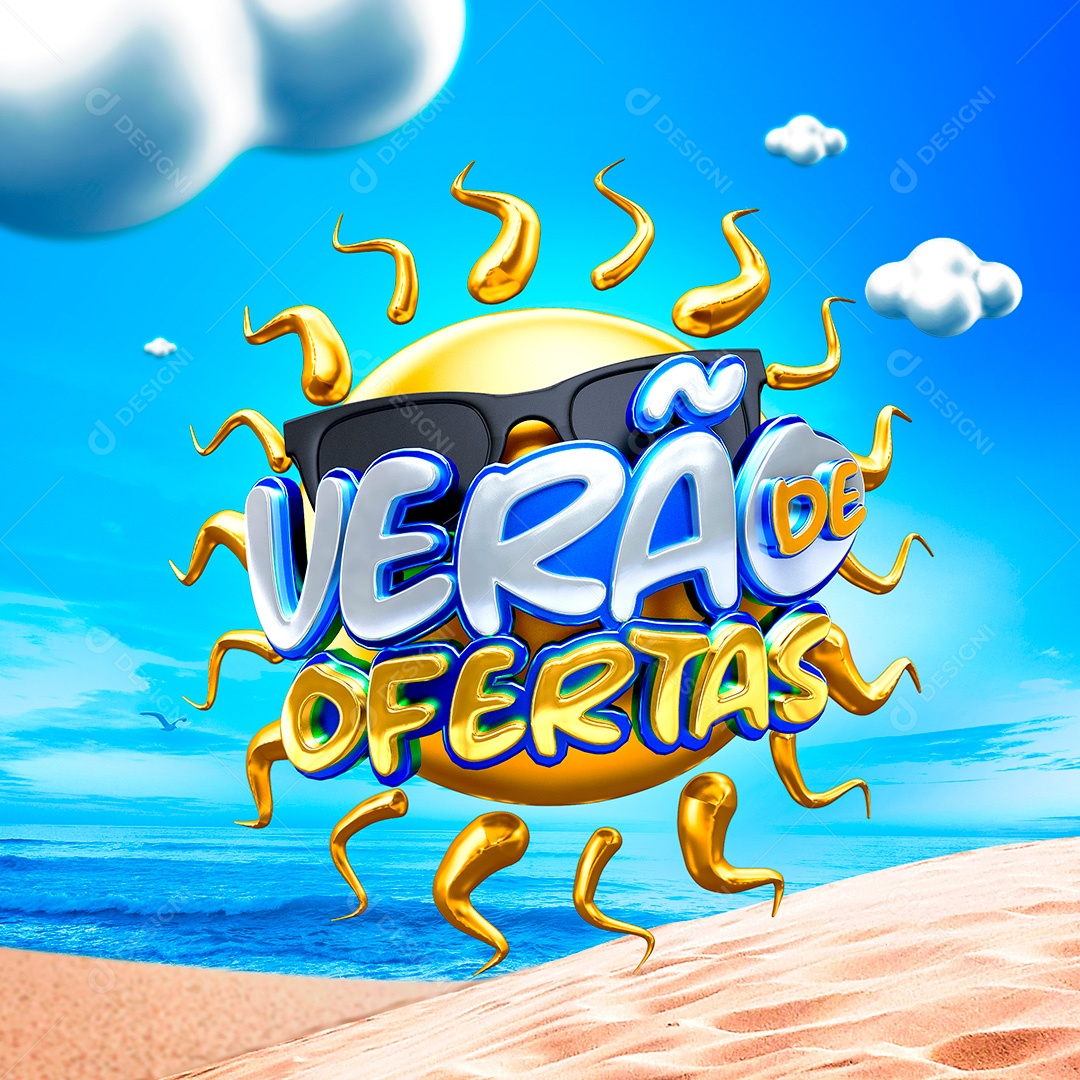 Selo 3D Verão de Ofertas PSD Para Composição