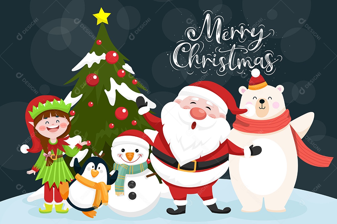 Christmas banner Santa Claus penguin elf bear snowman EPS.zip Ve