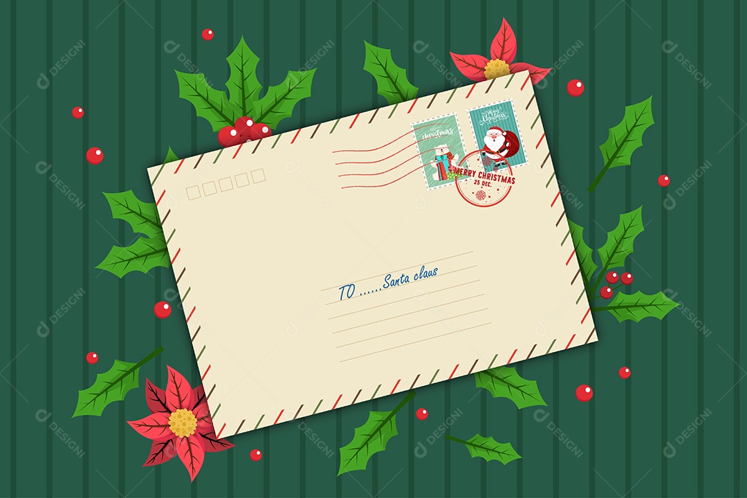 Envelope postal de Natal dos desenhos animados Vetor EPS