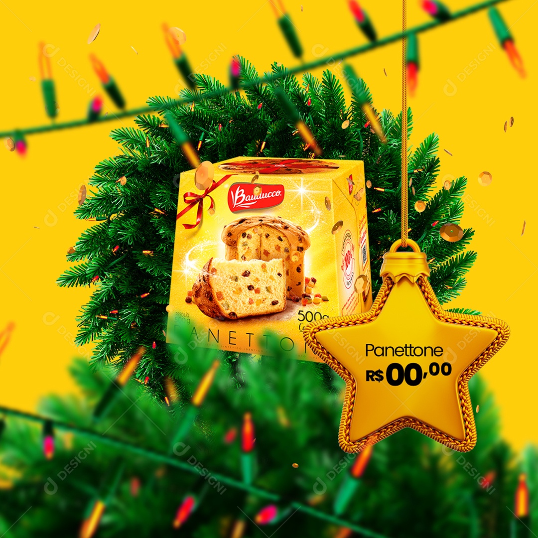 Ofertas de Natal Panettone 500G Supermercado Social Media PSD Editável