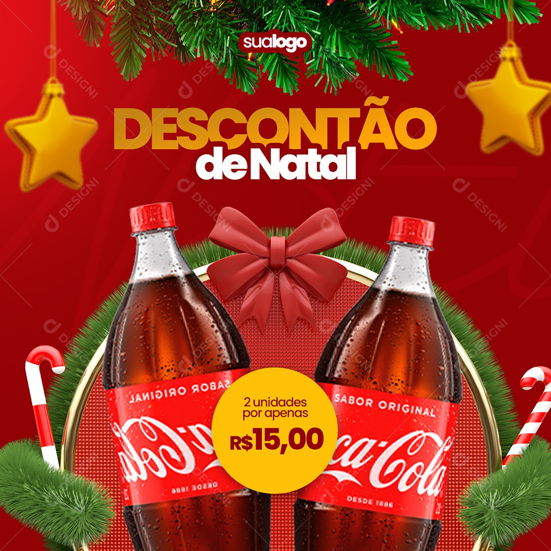 Descontão de Natal 2 Unidades por Apenas 15,00 Supermercado Social Media PSD Editável