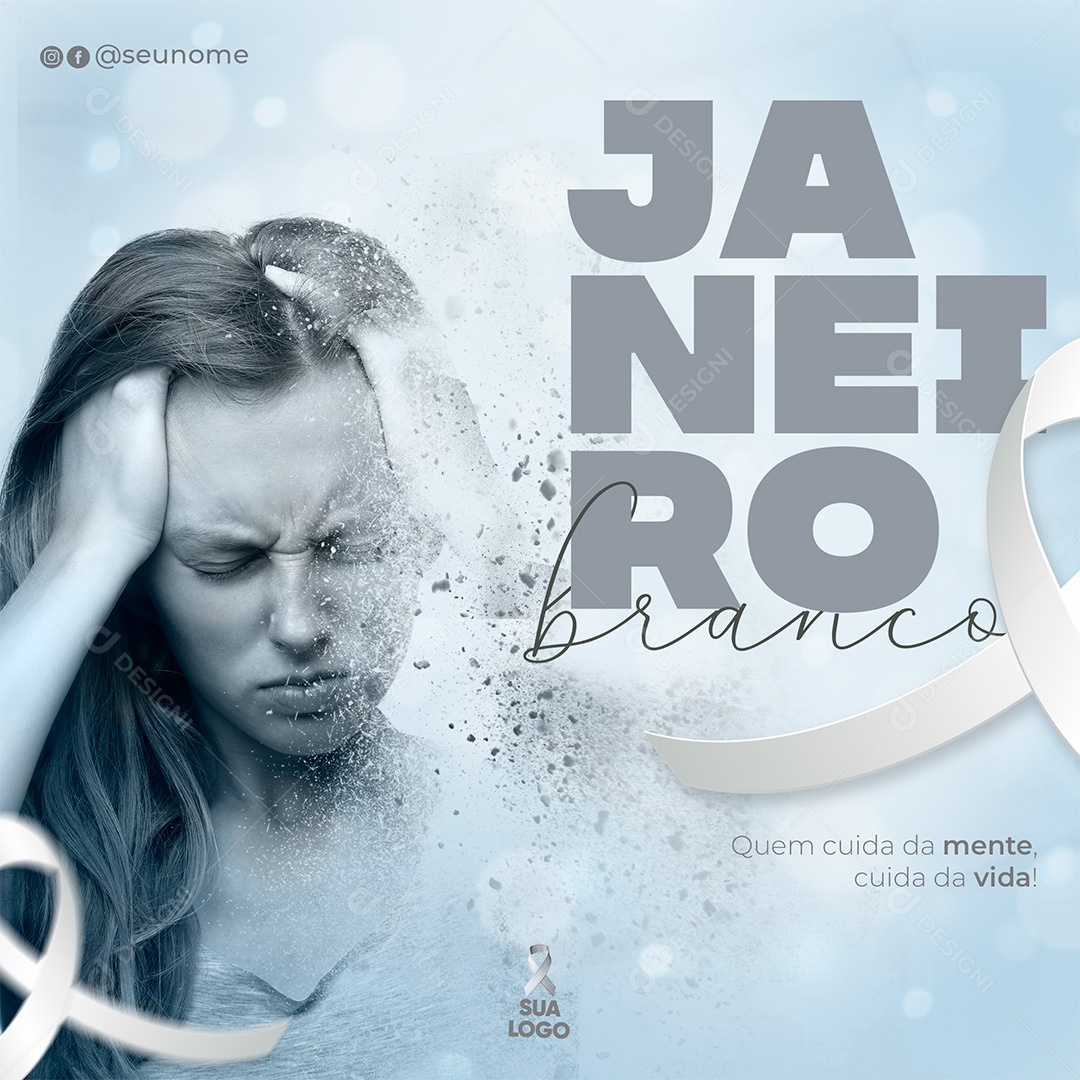 Post Janeiro Branco Conscientização Sobre a Saúde Mental Social Media PSD Editável