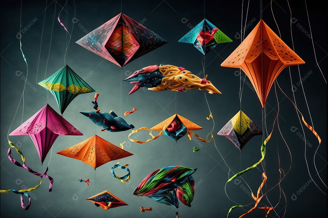 Pipas de balão coloridas em cima da mesa em preparação para a decoração da festa.