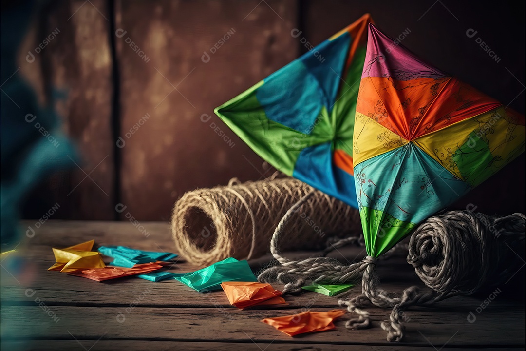 Pipas de balão coloridas em cima da mesa em preparação para a decoração da festa.