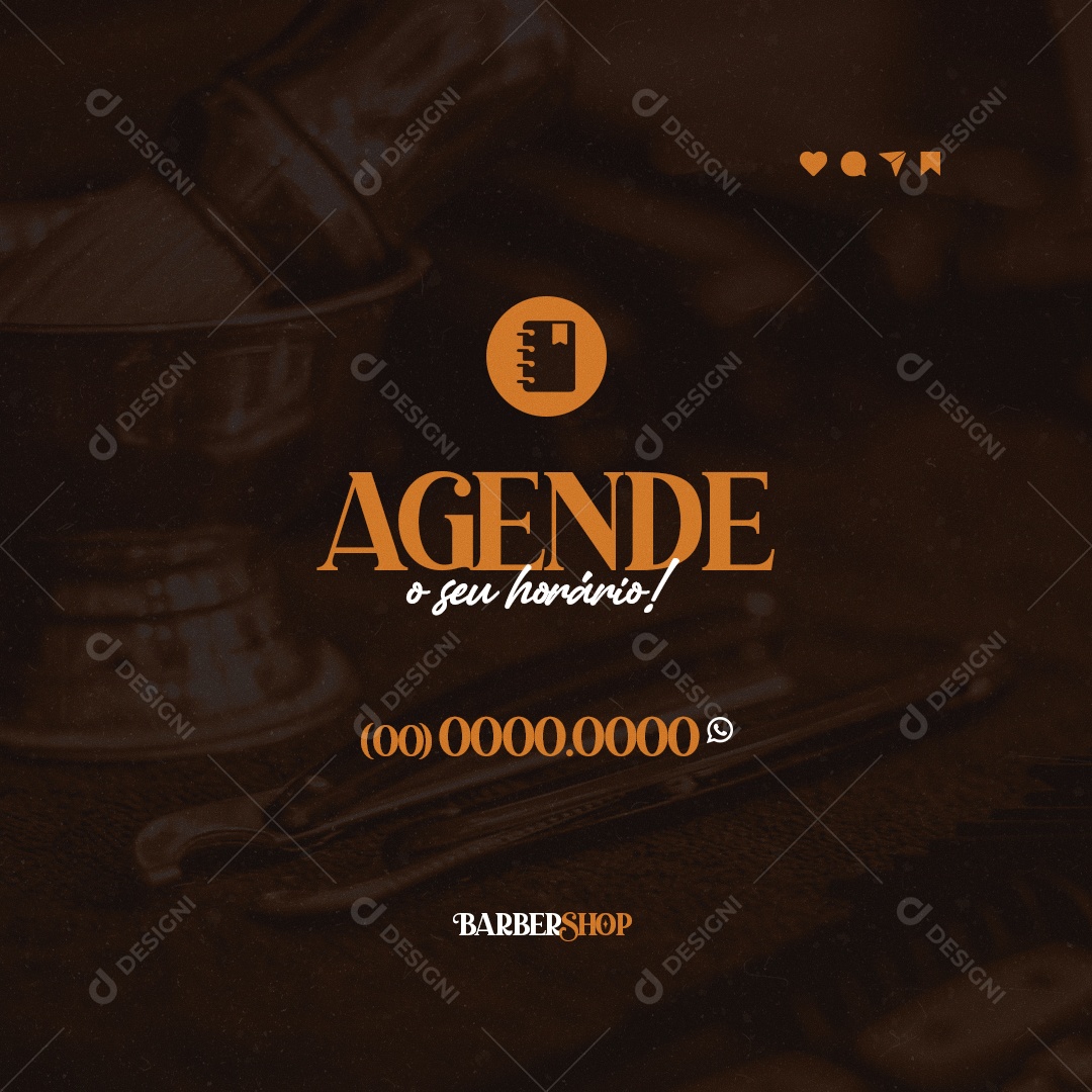 Agende Seu Horário! Barbearia Social Media PSD Editável