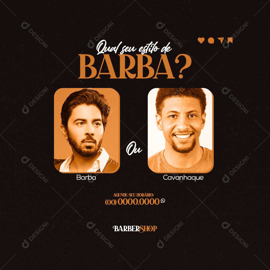 Qual Seu Estilo de Barba? Barbearia Social Media PSD Editável