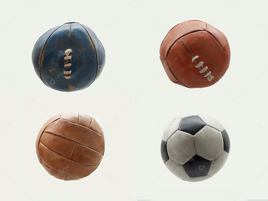Evolução da bola de futebol em fundo branco