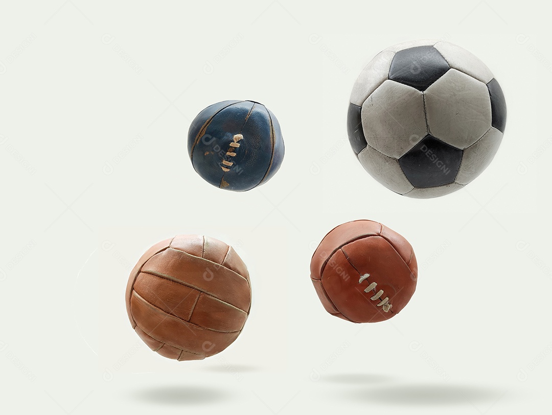 Evolução da bola de futebol em fundo branco