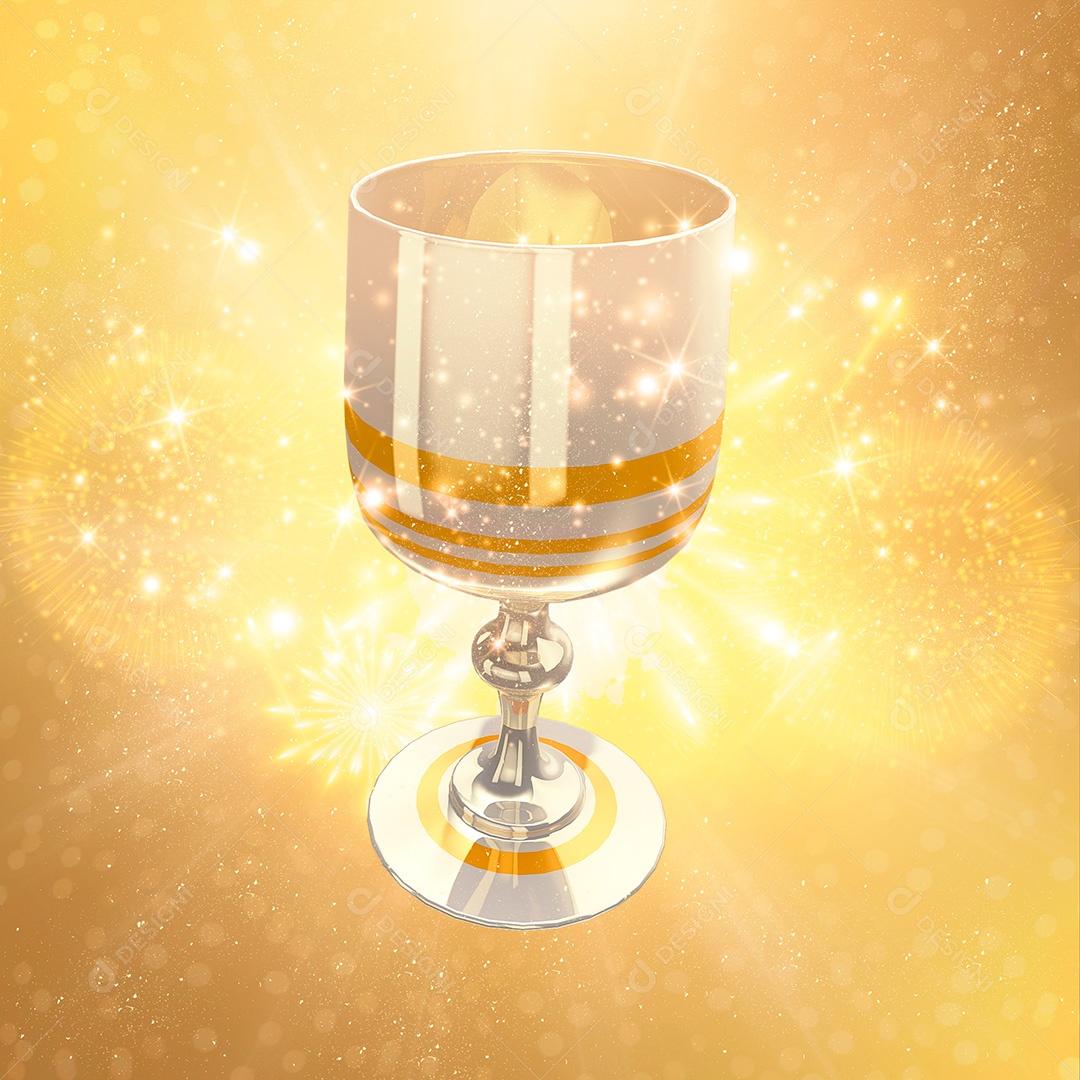 Elemento 3D Ano Novo Taça Para Composição PSD