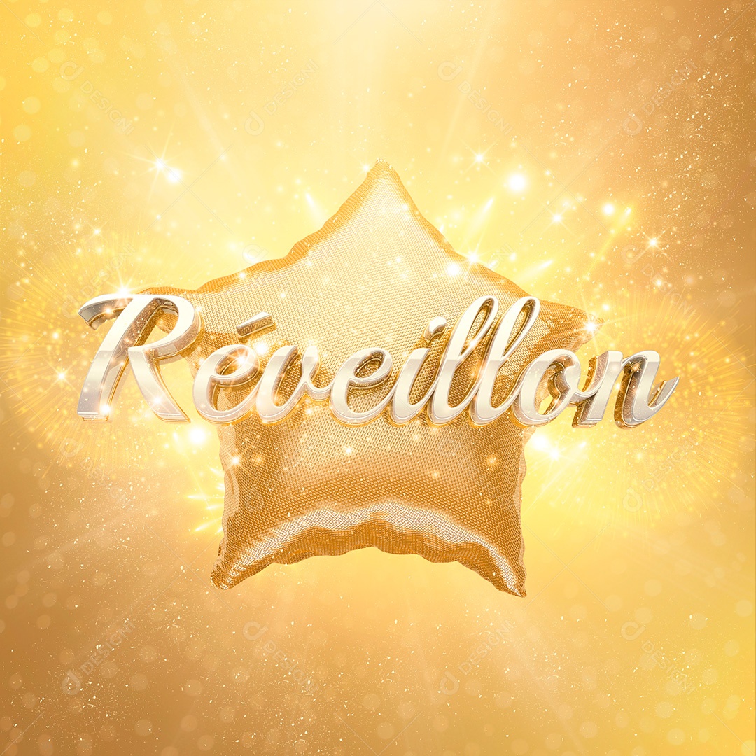 Selo 3D Ano Novo Réveillon Para Composição PSD