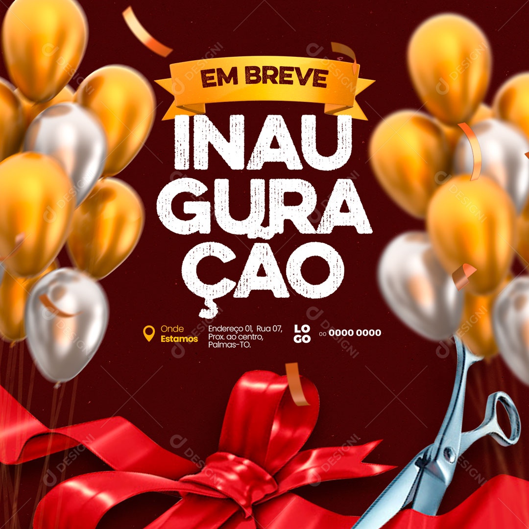 Em Breve Inauguração Social Media PSD Editável