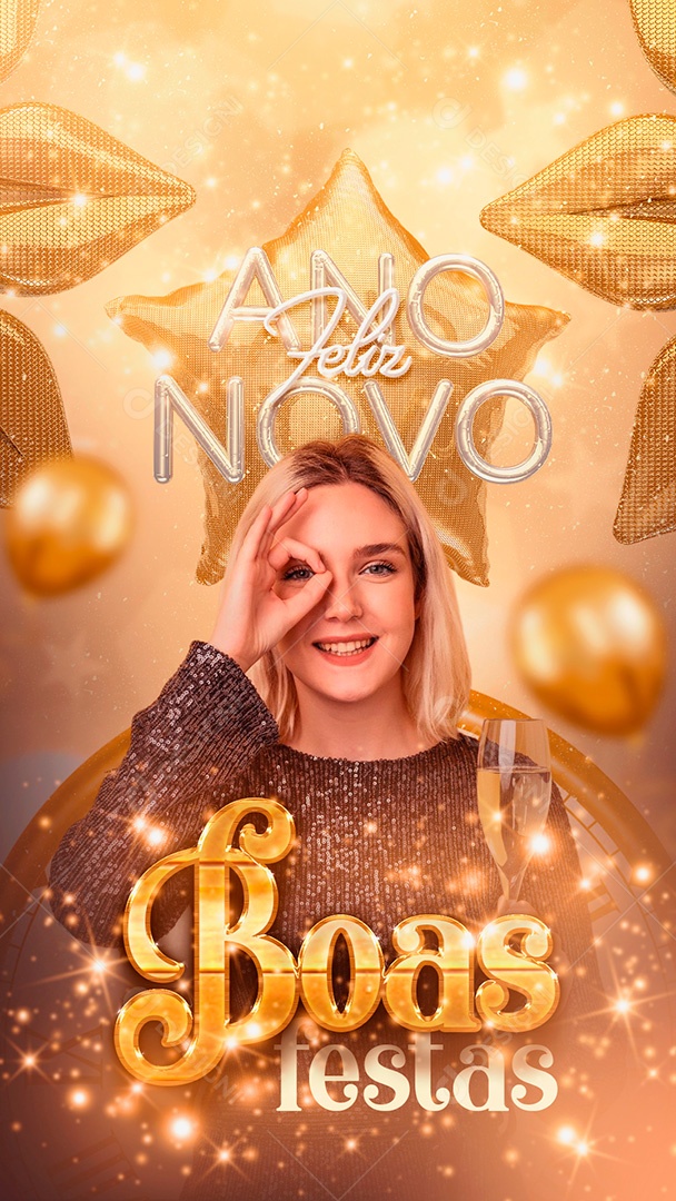 Post Feliz Ano Novo Stories PSD Social Media PSD Editável