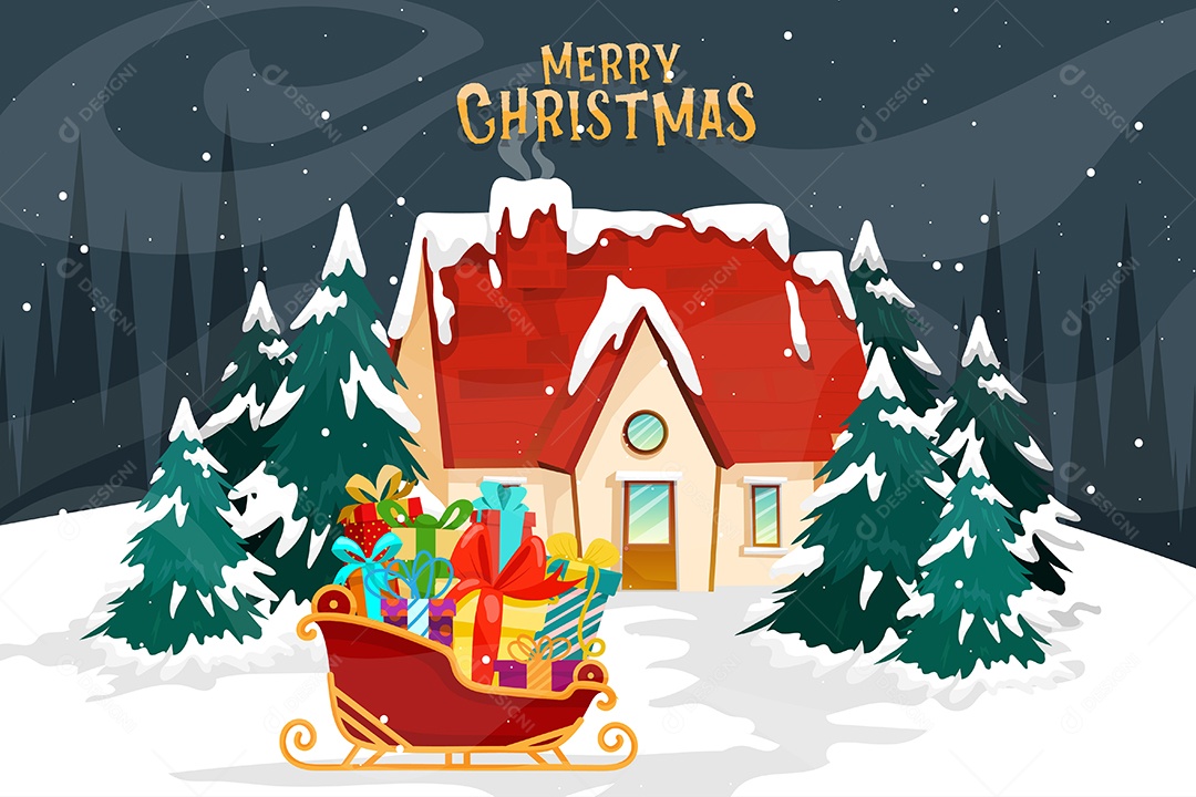 Trenó com Caixas de Presentes Vetor EPS