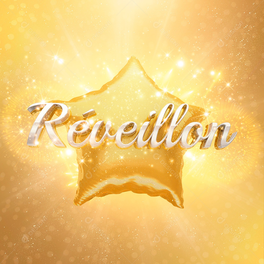 Selo 3D Ano Novo Réveillon Para Composição PSD