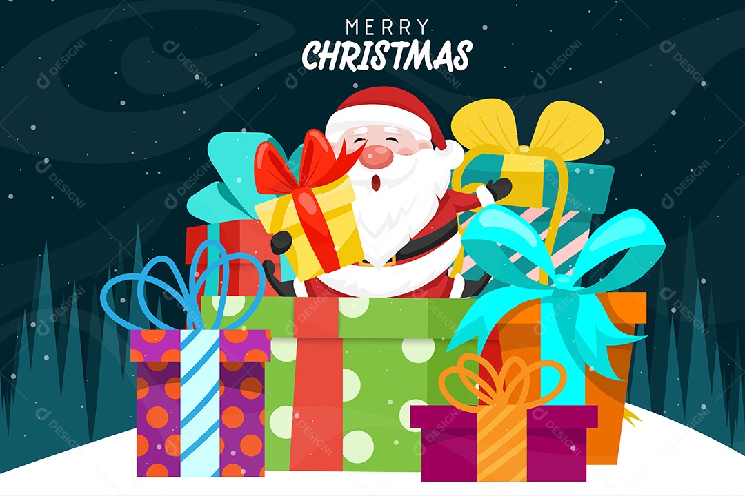 Papai Noel com Caixa de Presente para o Natal Vetor EPS