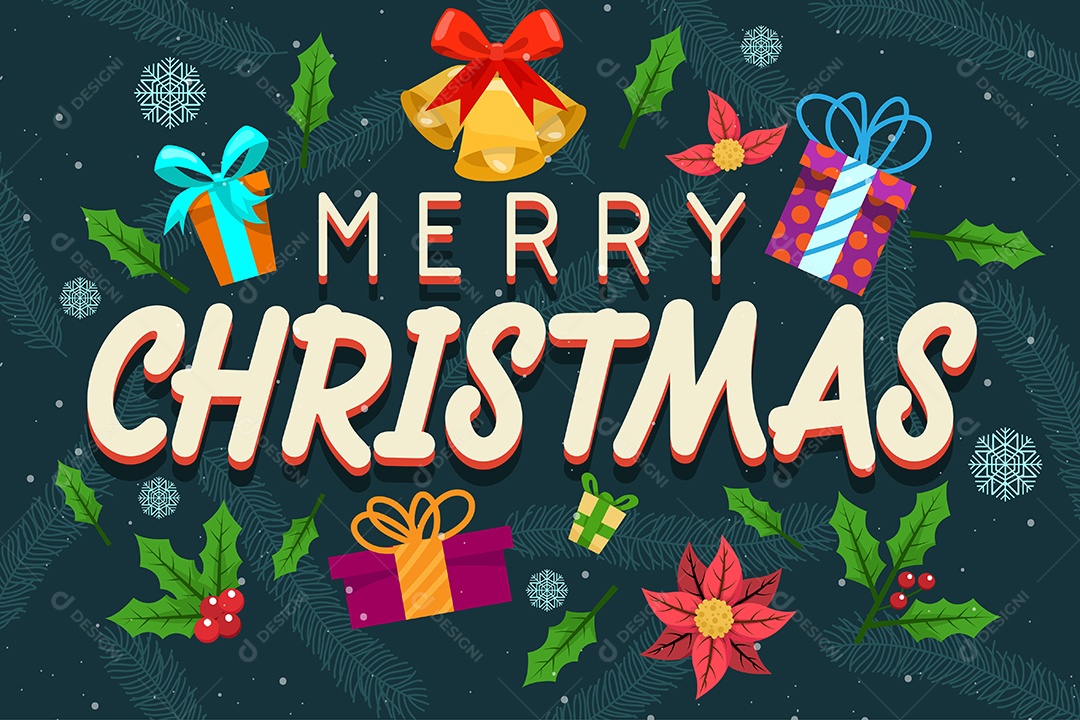 Cartão de Feliz Natal com Caixa de Presente Vetor EPS