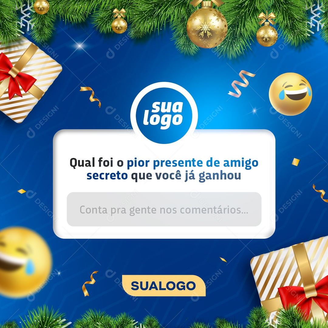 Post Natal Qual Pior Presente de Amigo Secreto Você Já Ganhou PSD Social Media PSD Editável