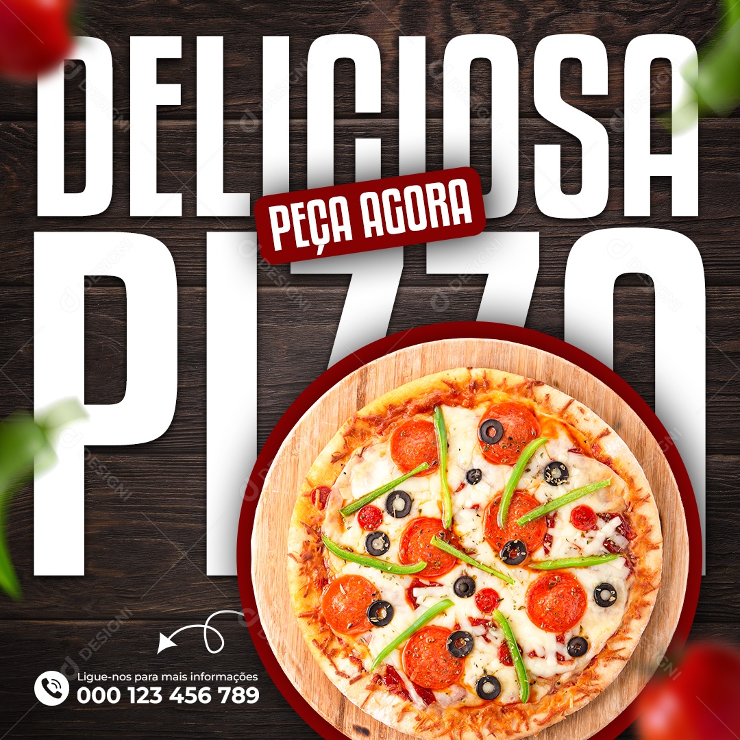 Deliciosa Pizza Peça Agora Social Media PSD Editável