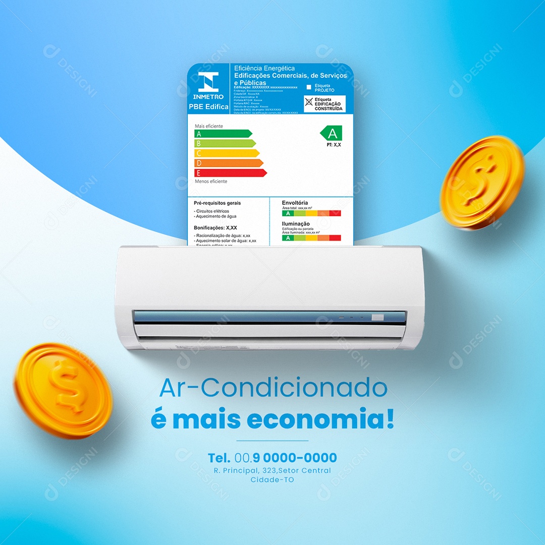 Ar Condicionado é Mais Economia Social Media PSD Editável